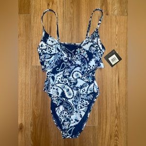 Ellen Tracy One Piece Ruffle Swimsuit size 8